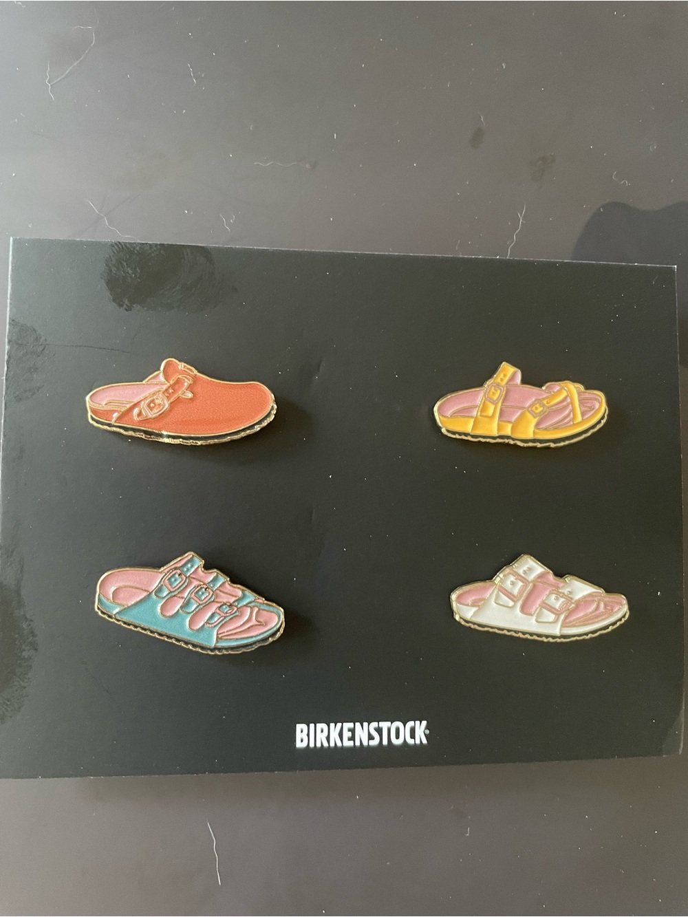 Birkenstock Enamel Pin Set - Coral, Yellow, Teal, Cream Sandals
